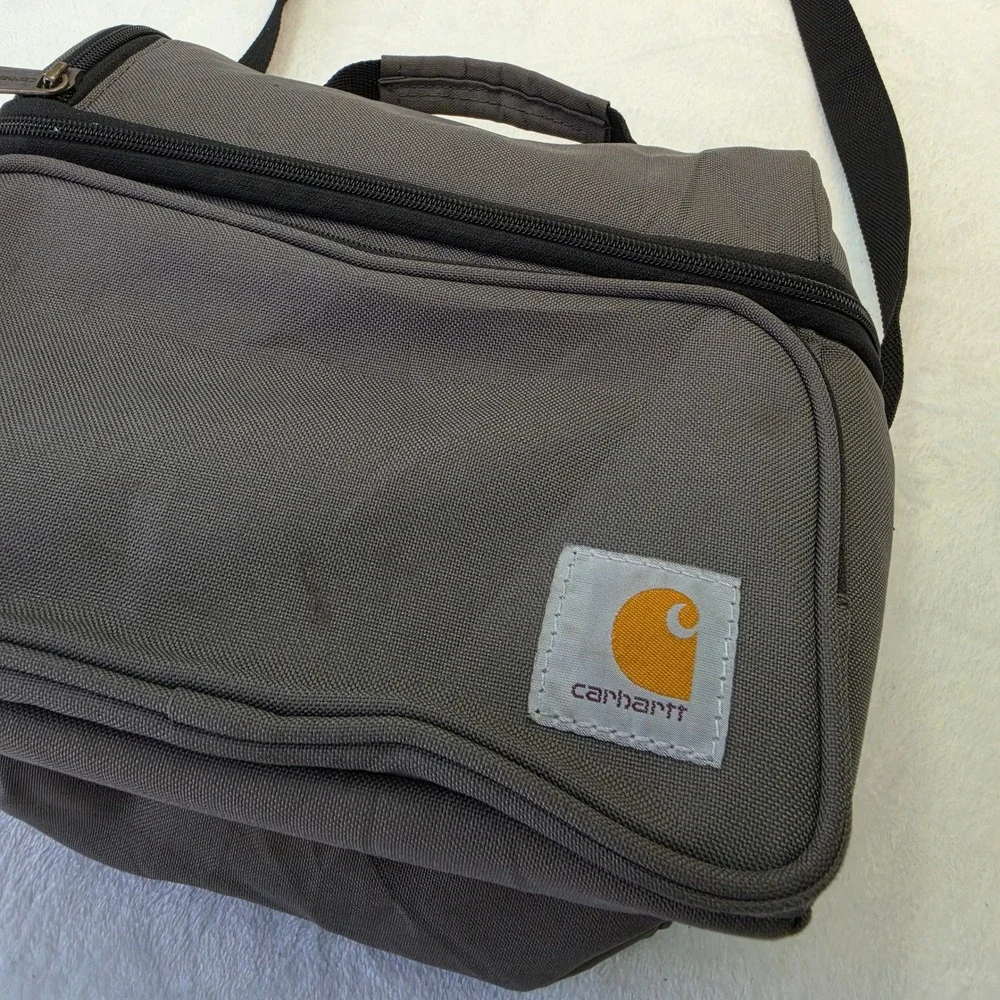 Carhartt Insulated Lunch Cooler Bag Charcoal Gray Dual Compartment Strap